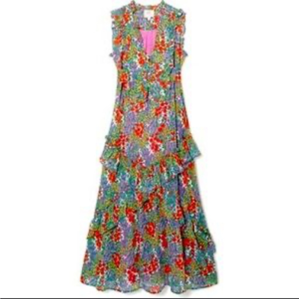 Banjanan Floral Maxi Dress - Blue, Red, Green